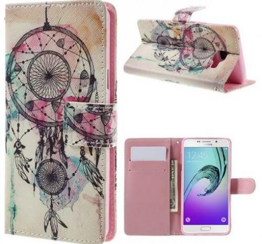 Кожен калъф Flip тефтер със стойка за Samsung Galaxy A5 2016 A510 - бял / капан за сънища — снимка 2