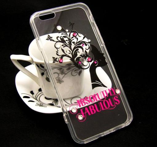 Луксозен силиконов калъф / гръб / TPU с камъни за Apple iPhone 6 / Apple iPhone 6S - прозрачен / Absolutely Fabulous — снимка 2