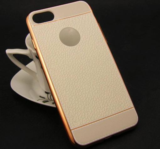 Луксозен силиконов калъф / гръб / TPU за Apple iPhone 6 / iPhone 6S - бял / имитиращ кожа — снимка 2