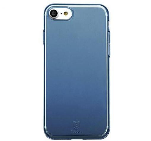 Оригинален силиконов калъф / гръб / TPU Baseus Simple Series Clear Case за iPhone 7 / iPhone 8 - син — снимка 2