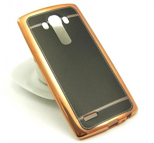 Луксозен силиконов калъф / гръб / TPU за LG G4 - черен / имитиращ кожа — снимка 2
