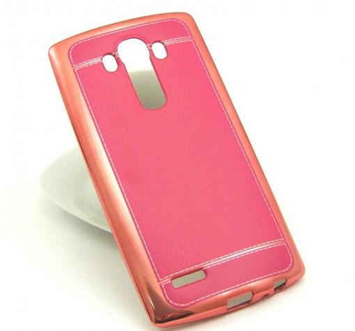 Луксозен силиконов калъф / гръб / TPU за LG G4 - цикламен / имитиращ кожа — снимка 2