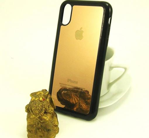 Луксозен стъклен твърд гръб за Apple iPhone X - златист — снимка 2