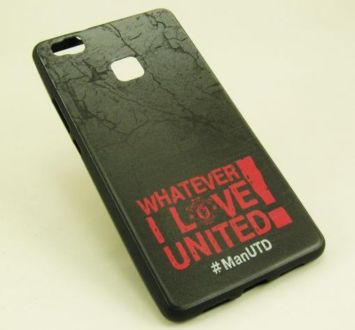 Луксозен силиконов калъф/ гръб / TPU за Huawei P9 Lite -черен / Manchester United / I Love United — снимка 2