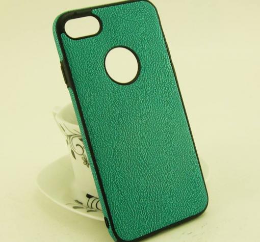Луксозен силиконов калъф / гръб / TPU New Face за Apple iPhone 7 - светло зелен / имитиращ кожа — снимка 2