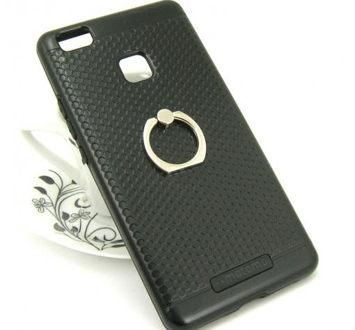 Твърд гръб MOTOMO TPU + PC Hybrid Case със стойка за Huawei P9 Lite - черен — снимка 2
