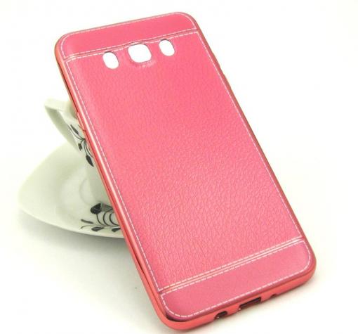 Луксозен силиконов калъф / гръб / TPU за Samsung Galaxy J5 2016 J510 - розов / имитиращ кожа — снимка 2