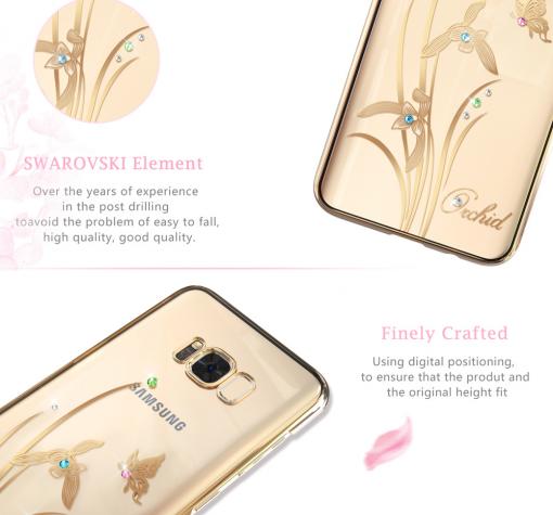 Луксозен гръб KINGXBAR Swarovski Diamond за Samsung Galaxy S8 G950 - прозрачен със златист кант / Orchid — снимка 2