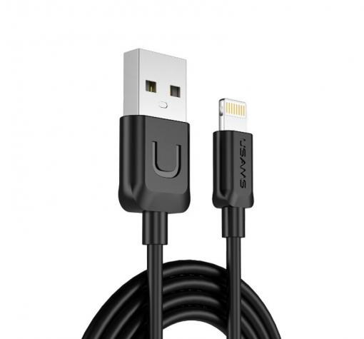 Оригинален USB кабел USAMS за зареждане и пренос на данни за iOS (iPhone) - черен — снимка 2
