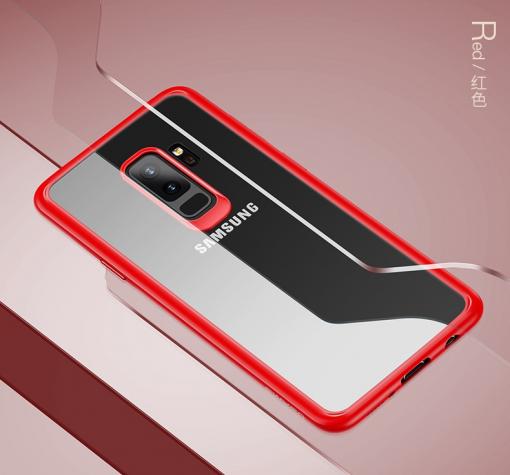 Луксозен гръб USAMS MANT Series за Samsung Galaxy S9 Plus G965 - прозрачен / червен кант — снимка 2