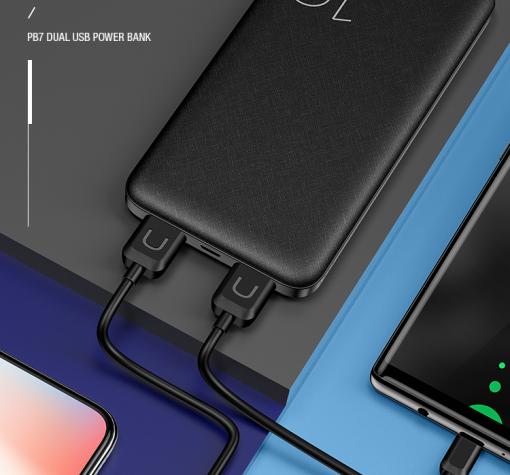 Универсална външна батерия USAMS PB7 / Universal Dual USB Power Bank USAMS PB7 10000mAh - черна — снимка 2