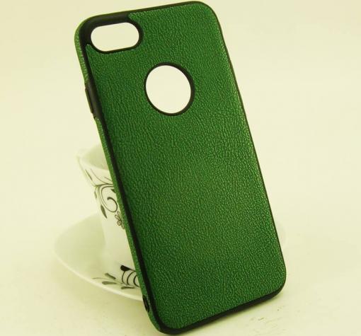 Луксозен силиконов калъф / гръб / TPU New Face за Apple iPhone 7 - зелен / имитиращ кожа — снимка 2