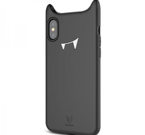 Луксозен силиконов гръб Baseus Devil Baby за Apple iPhone X - черен — снимка 2