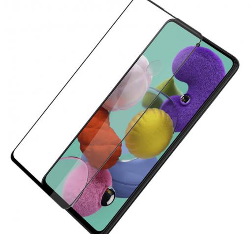 3D full cover Tempered glass Full Glue screen protector за Samsung Galaxy A51 / Извит стъклен скрийн протектор с лепило от вътрешната страна за Samsung Galaxy A51 - черен
