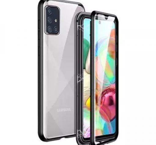 Магнитен калъф Bumper Case 360° FULL за Samsung Galaxy S20 Plus - прозрачен / черна рамка