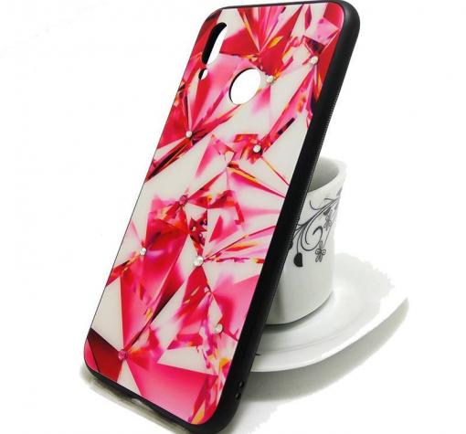 Луксозен стъклен твърд гръб със силиконов кант и камъни за Huawei P20 Lite - призма 2 — снимка 2