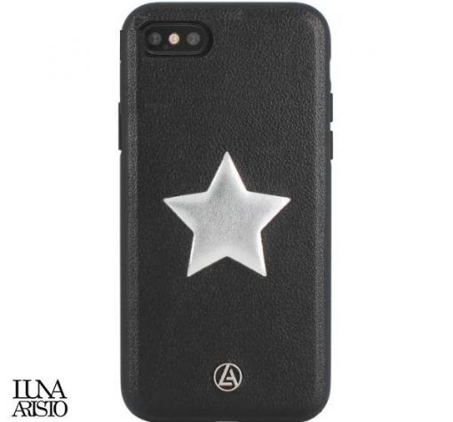 Луксозен кожен твърд гръб Luna Aristo за Apple iPhone X - черен / звезда