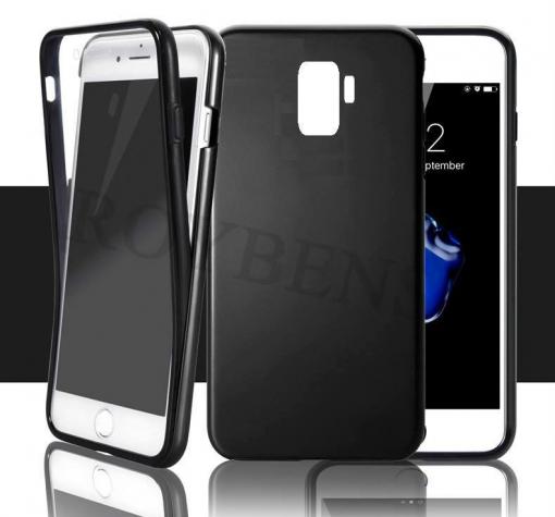 Tвърд гръб 360° със силиконова част за Samsung Galaxy S9 Plus G965 - прозрачно и черно / черен кант / лице и гръб