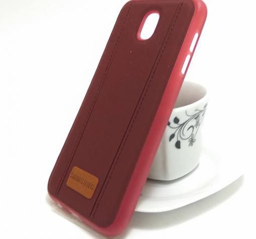 Луксозен силиконов калъф / гръб / TPU за Samsung Galaxy J5 2017 J530 - бордо / имитиращ кожа