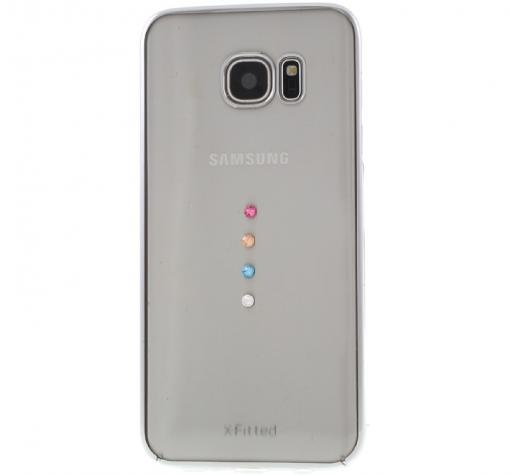 Луксозен твърд гръб X-FITTED Swarovski Diamond за Samsung Galaxy S7 Edge G935 - прозрачен със сребрист кант / Crystal Icon Pro Diamond — снимка 2