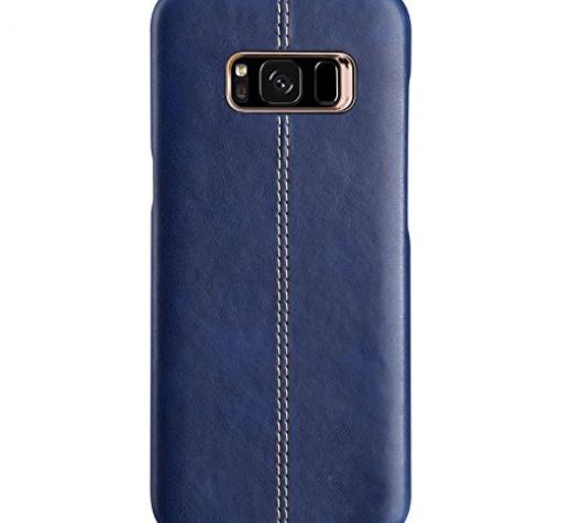 Луксозен кожен гръб VORSON за Samsung Galaxy S8 G950 - тъмно син — снимка 2