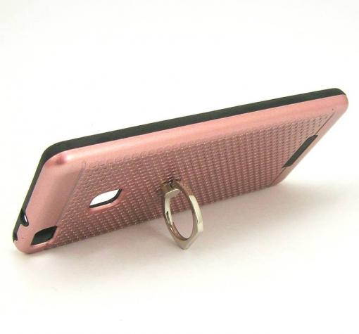 Твърд гръб MOTOMO TPU + PC Hybrid Case със стойка за Huawei P9 Lite - Rose Gold / черен кант — снимка 3