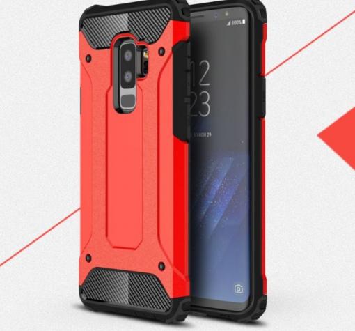 Силиконов гръб TPU Spigen Hybrid с твърда част за Samsung Galaxy S9 Plus G965 - червен