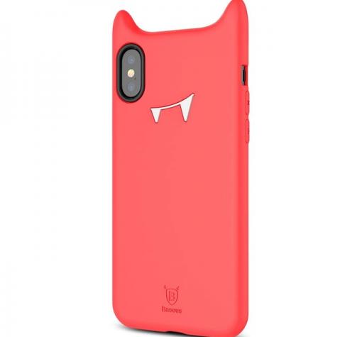 Луксозен силиконов гръб Baseus Devil Baby за Apple iPhone X - червен — снимка 2