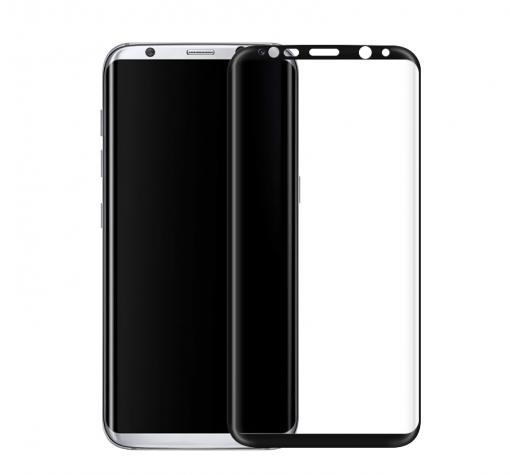3D full cover Tempered glass screen protector за Samsung Galaxy S8 G950 / Извит стъклен скрийн протектор за Samsung Galaxy S8 G950 - черен