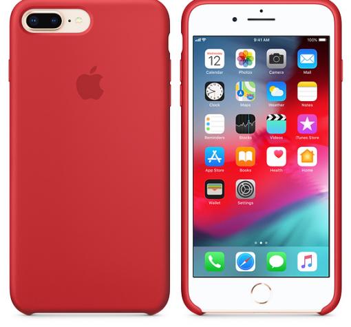 Оригинален гръб Silicone Cover за Apple iPhone 7 Plus / iPhone 8 Plus - червен