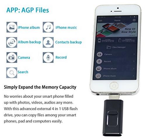 USB Flash памет 4in1 OTG / Type C / Micro USB / iPhone / Android - 64GB / черен — снимка 4