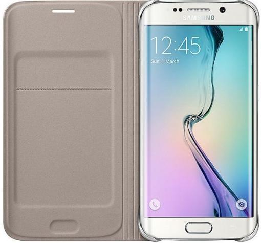 Оригинален калъф Flip Wallet Cover EF-WG925B за Samsung Galaxy S6 Edge G925 - златист — снимка 2