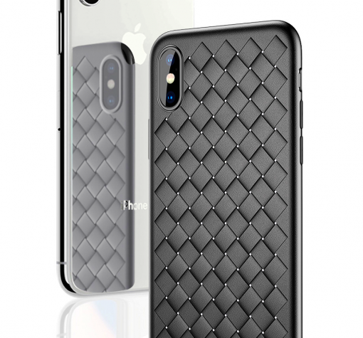 Луксозен гръб BASEUS Weaving Grid за Apple iPhone X - черен