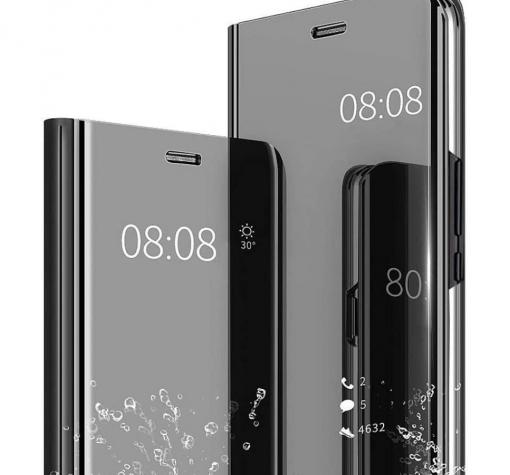 Луксозен калъф Clear View Cover с твърд гръб за Samsung Galaxy A21s - черен
