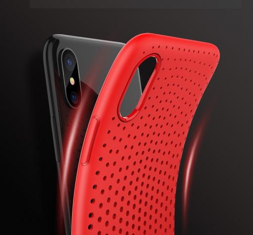 Луксозен силиконов калъф / гръб / TPU ROCK DOT Series за Apple iPhone X - червен — снимка 2