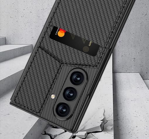 Луксозен гръб / кейс / Carbon Fiber Case със стойка за Samsung Galaxy Z Fold 7 - черен — снимка 2