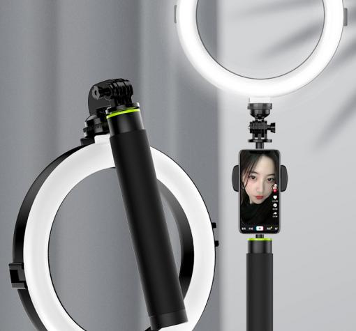 LED ринг лампа B-10 с трипод / Осветление за грим ,TikTok, streaming, video chat - черна — снимка 2
