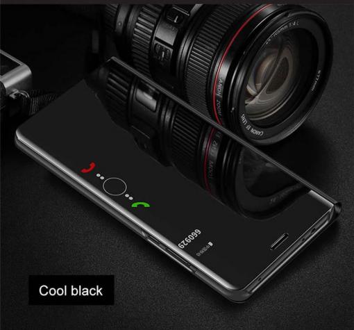 Луксозен калъф Clear View Cover с твърд гръб за Xiaomi Redmi 9 - черен — снимка 2