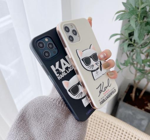 Луксозен гръб Karl Lagerfeld за Apple iPhone 12 / 12 Pro 6.1'' - Karl Paris / млечен цвят със златиста рамка — снимка 3