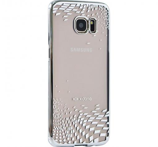 Луксозен твърд гръб X-doria за Samsung Galaxy S7 G930 - плаващи ромбове / сребрист кант