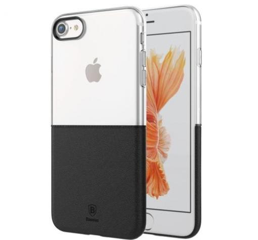 Оригинален гръб Baseus HALF TO HALF за Apple iPhone 7 - прозрачен с черно