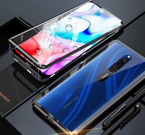 Магнитен калъф Bumper Case 360° FULL за Xiaomi Redmi 8 - прозрачен / черна рамка