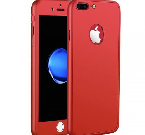 Луксозен силиконов калъф / гръб / TPU 360° за Apple iPhone 8 Plus - червен / лице и гръб