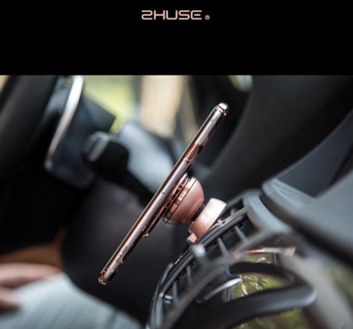 Луксозен твърд гръб със стойка ZHUSE за Apple iPhone 7 - прозрачен / Rose Gold кант — снимка 2