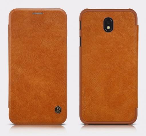 Луксозен кожен калъф Flip тефтер Nillkin QIN Series за Samsung Galaxy J3 2017 J330 - кафяв