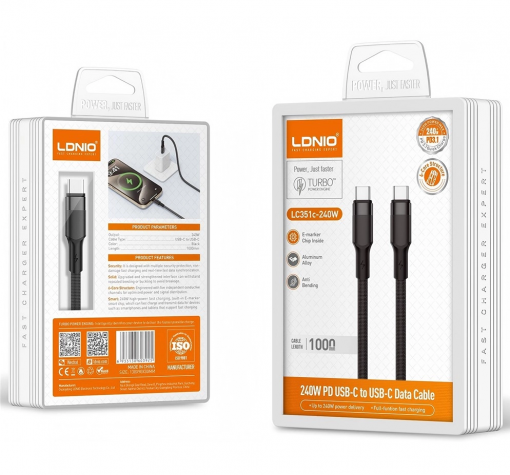 Кабел LDNIO LC351C USB Type-C към USB Type-C кабел 240W