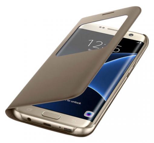 Оригинален калъф S View Cover EF-C930PB за Samsung Galaxy S7 G930 - златист