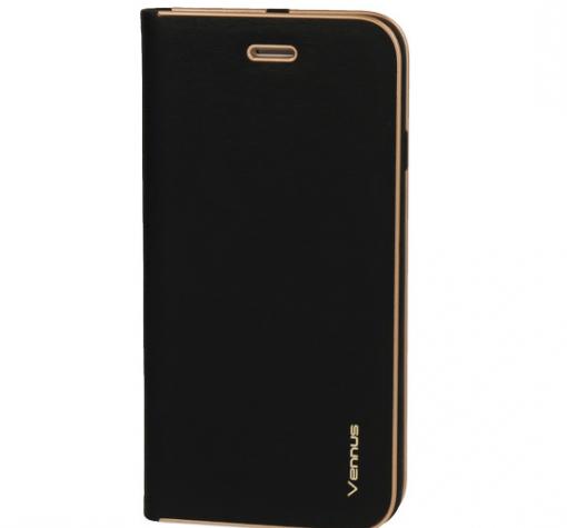 Луксозен кожен калъф Flip тефтер Vennus за Samsung Galaxy S22 Ultra 5G - черен