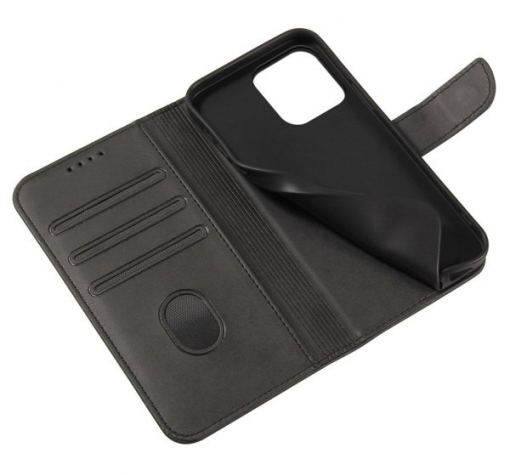 Луксозен кожен калъф Magnet Book със стойка за Nokia G42 - черен — снимка 3