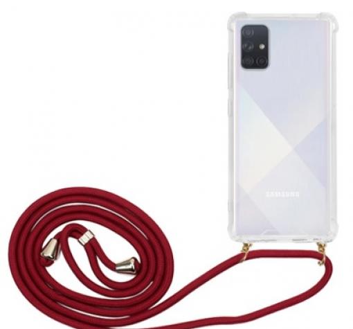 Удароустойчив силиконов калъф / гръб / TPU с връзка за Samsung Galaxy A32 4G- прозрачен / червена връзка